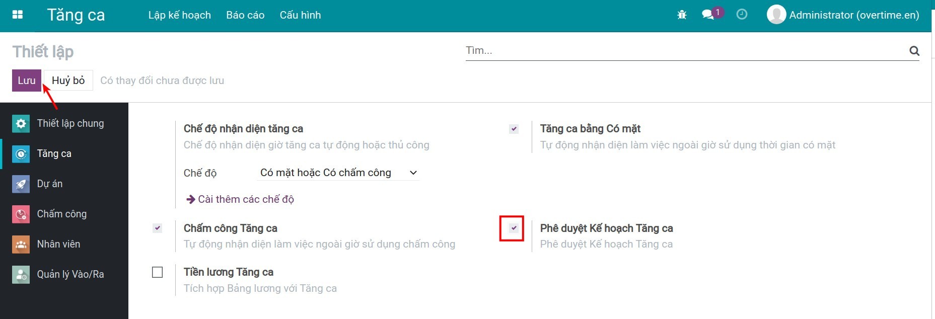 Phê duyệt tăng ca