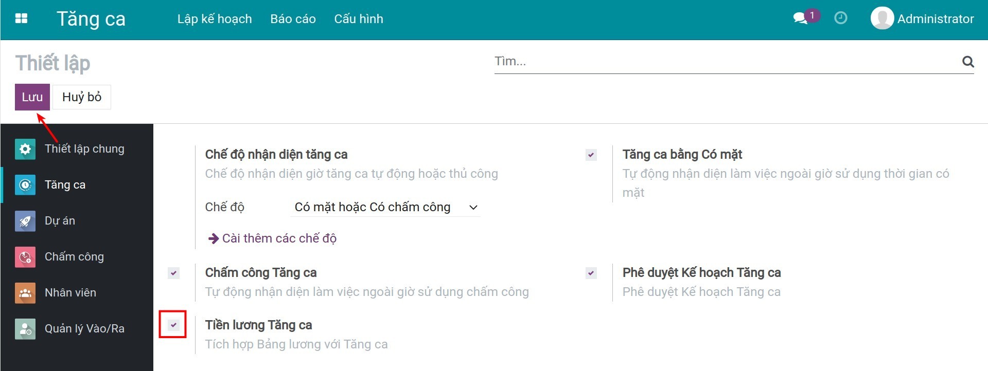 Bảng lương tăng ca