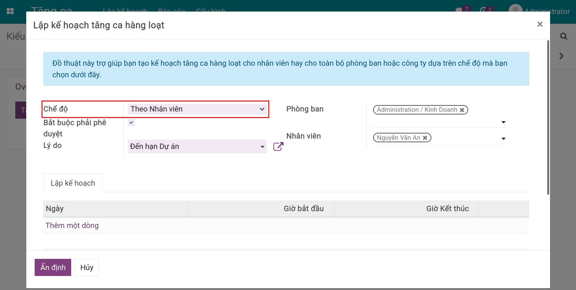 Chế độ theo nhân viên