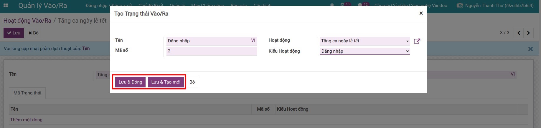 Lưu trạng thái vào ra