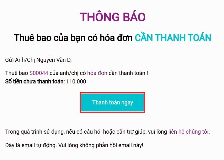 Nhận thông báo thanh toán V