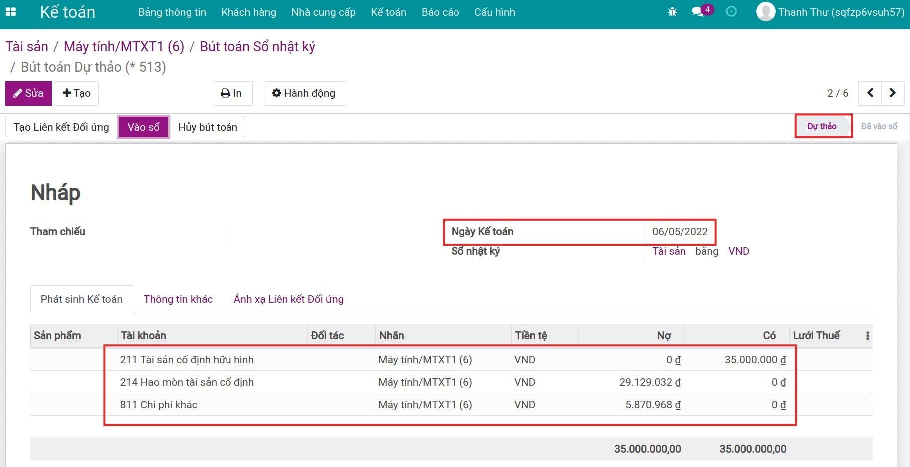 Bút toán xoá sổ Tài sản