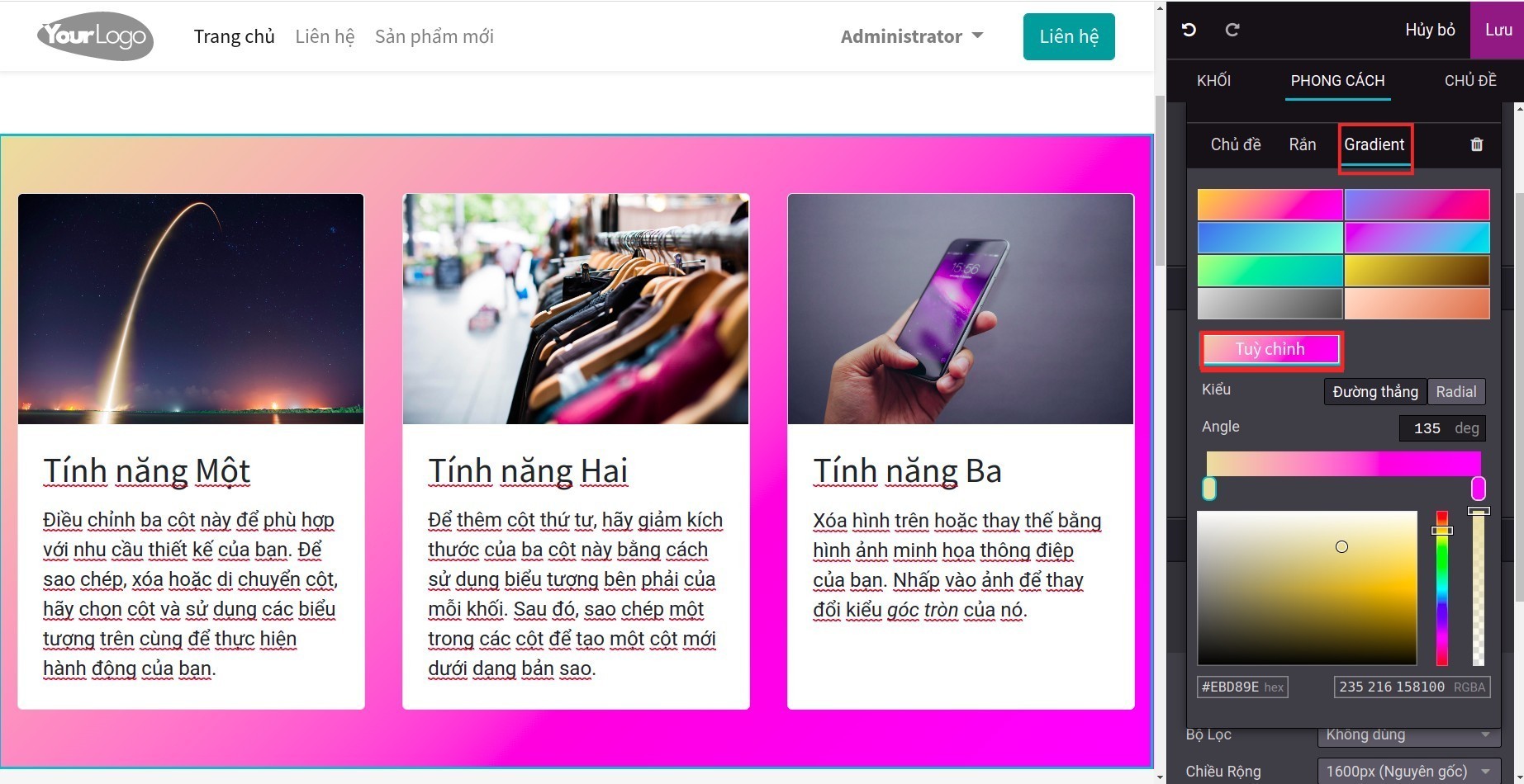 Choose gradient color