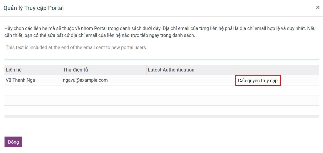 Điền email và chọn Trong portal