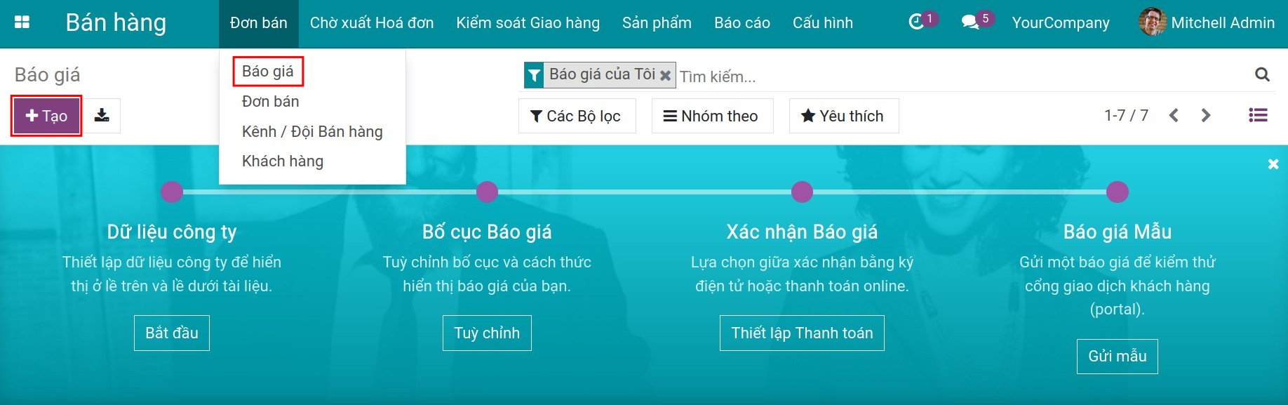 Tạo báo giá mới trong Viindoo