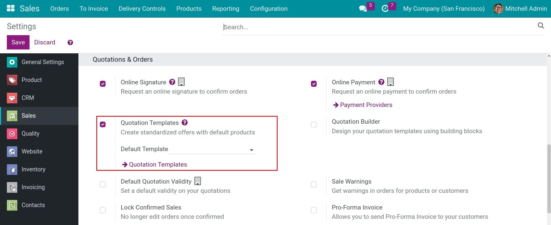 Activate quotation templates - Viindoo
