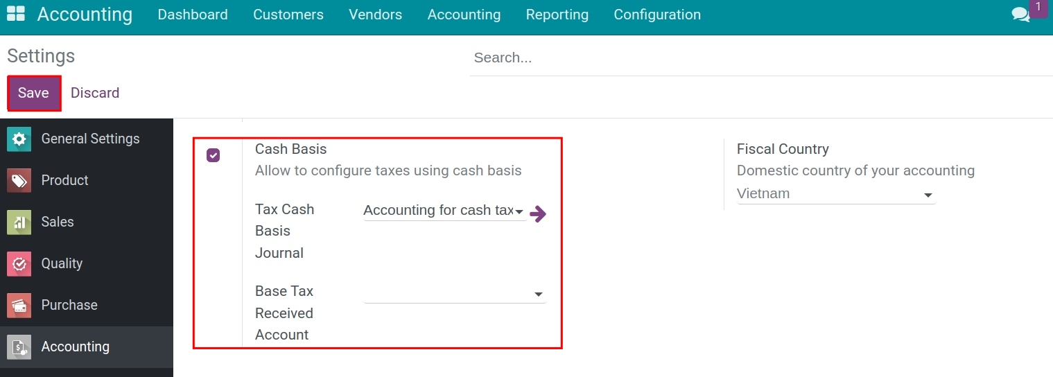 Enable Cash basis feature