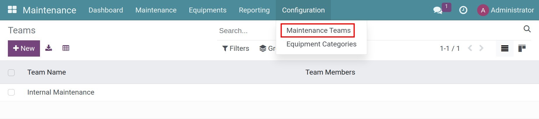 Create the Maintenance Teams