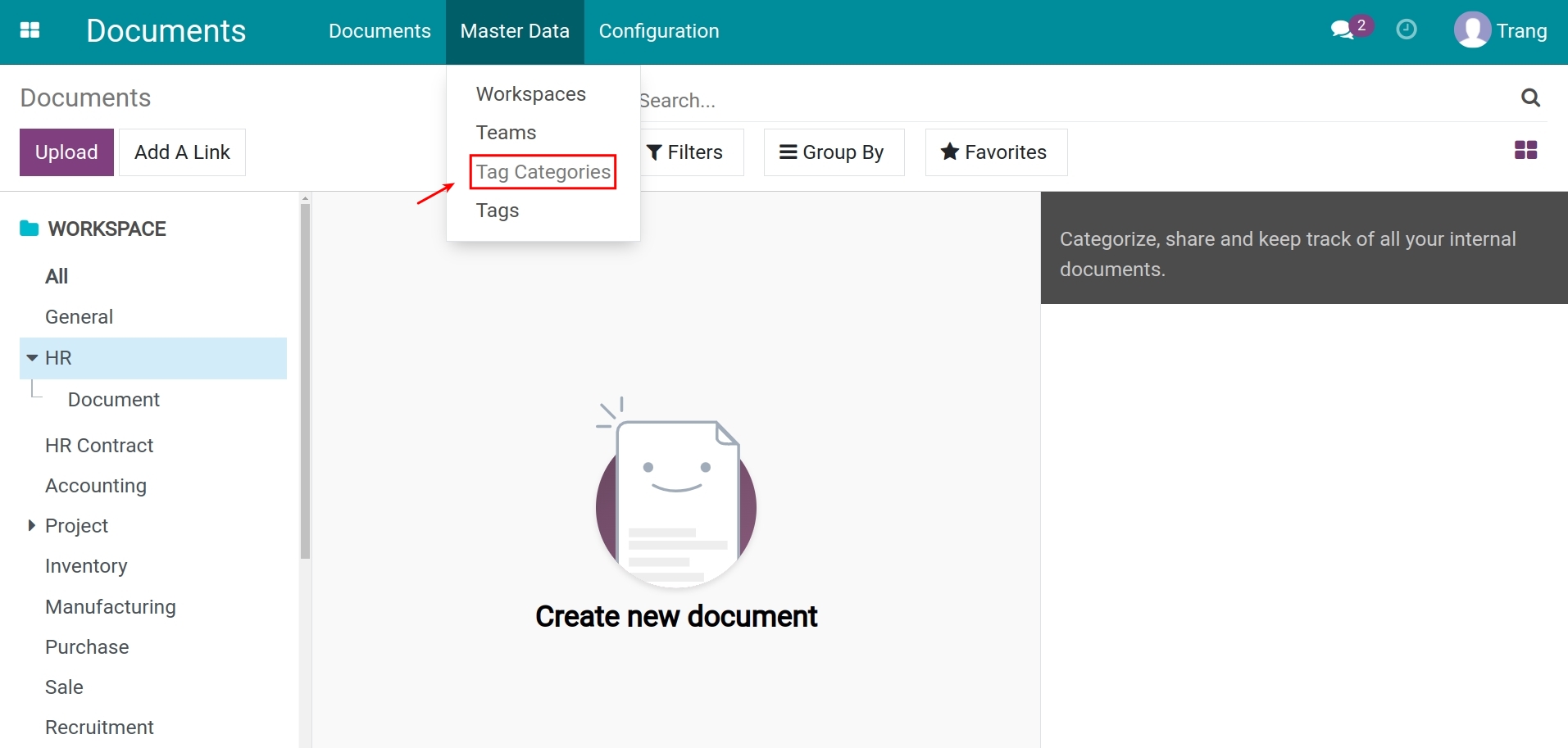 Create a tag category
