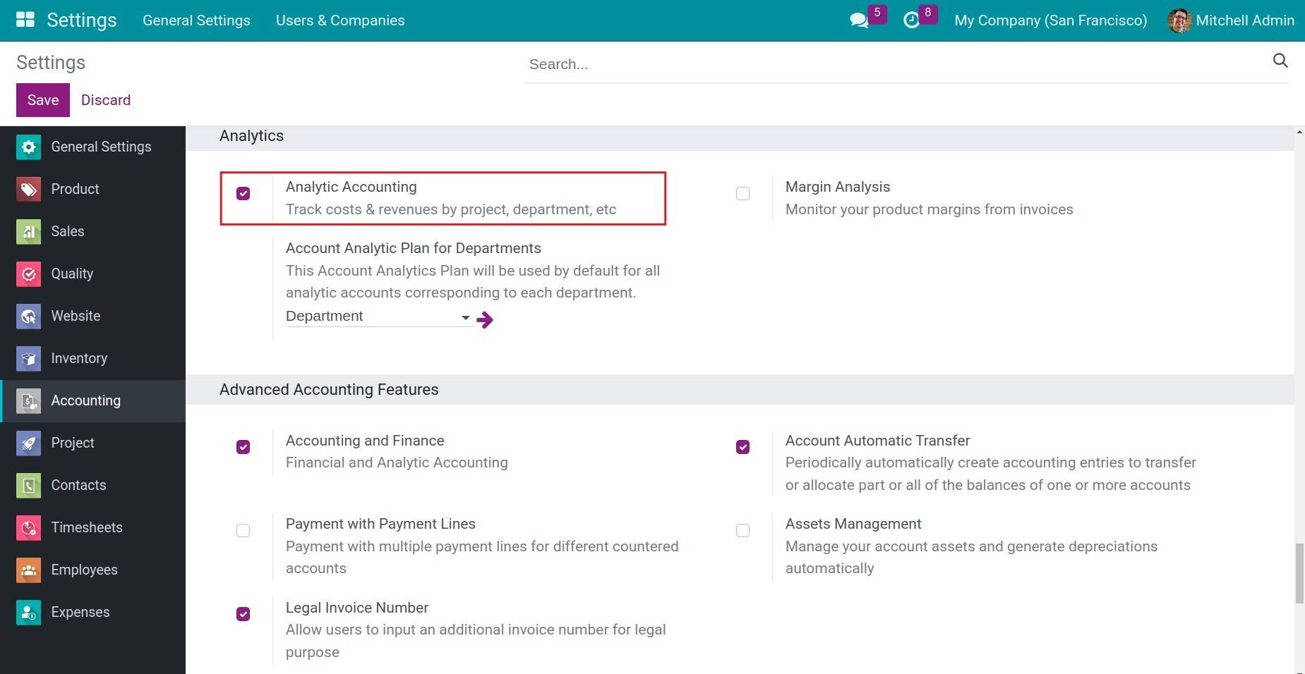 Enable Analytic Tags in Viindoo
