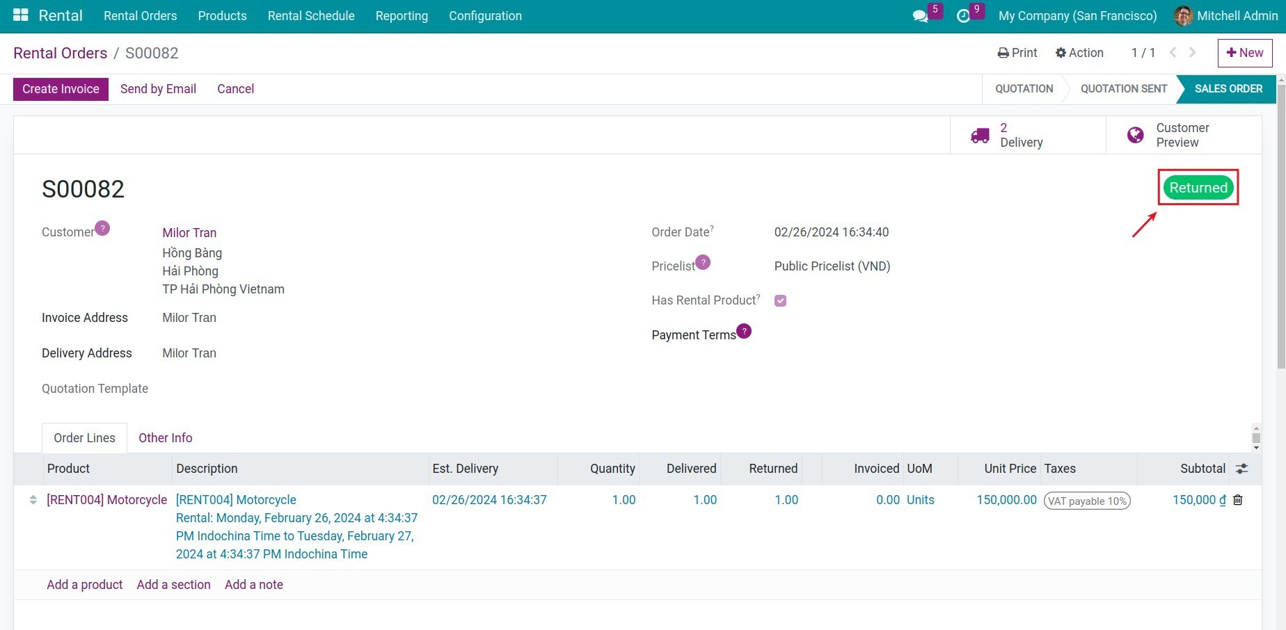 Returned status
