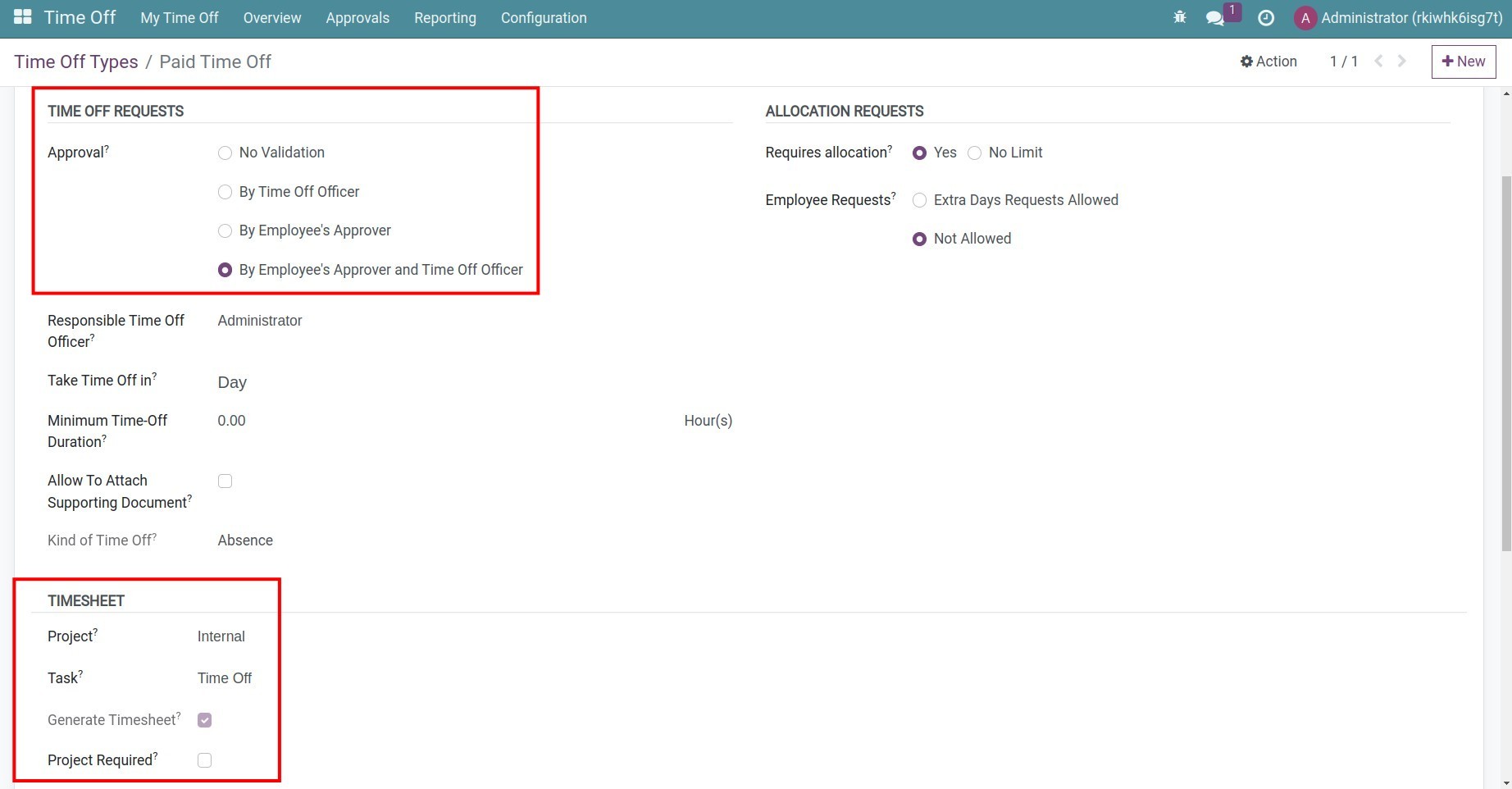 Configure Time Off Types which display in Calendar