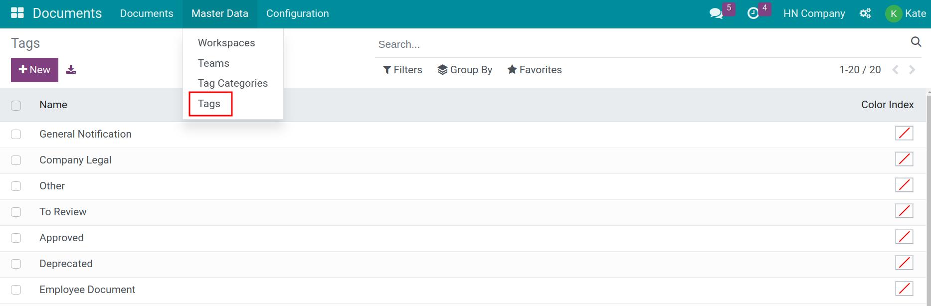 Configure a document tag in Viindoo