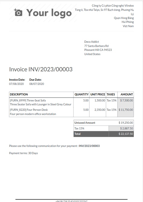 Boxed report layout sample