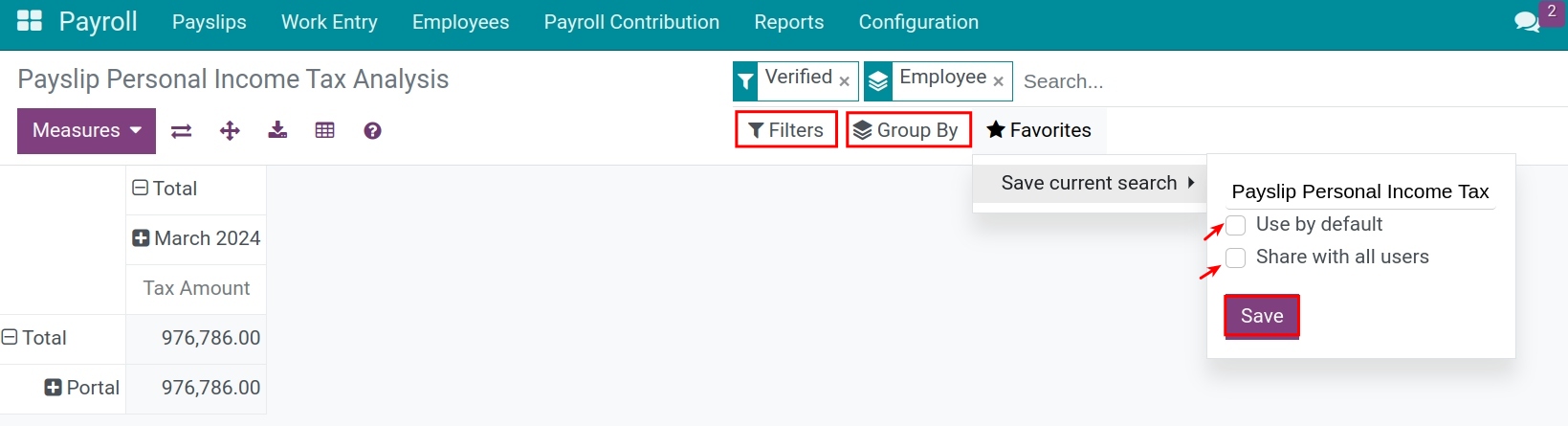 Favorites filter in Viindoo