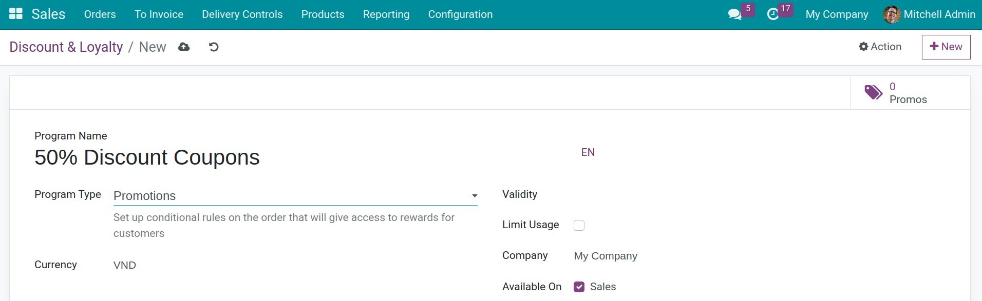 Set up Promotion Program conditions