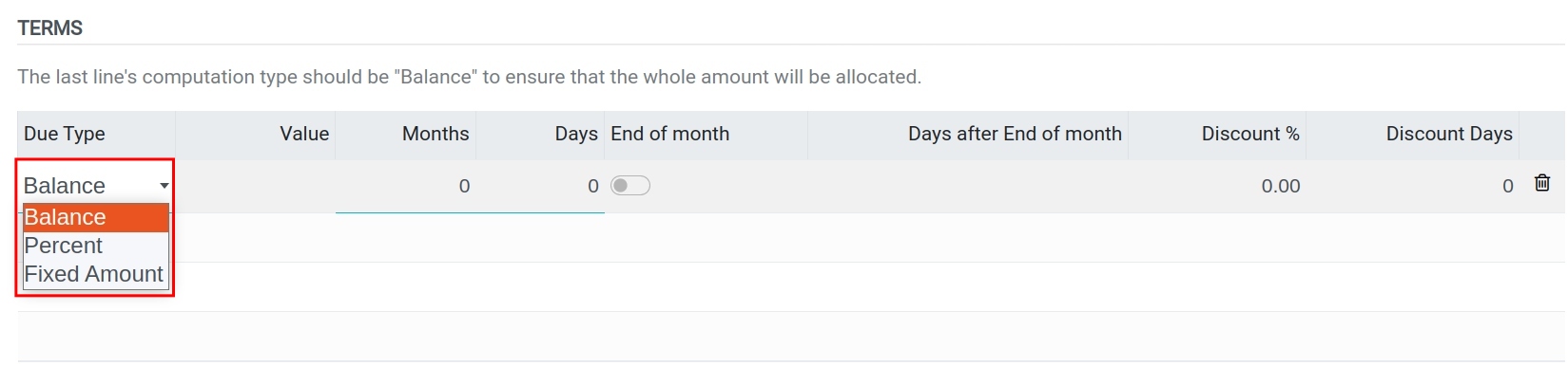 Create rules for a payment term - Viindoo Accounting