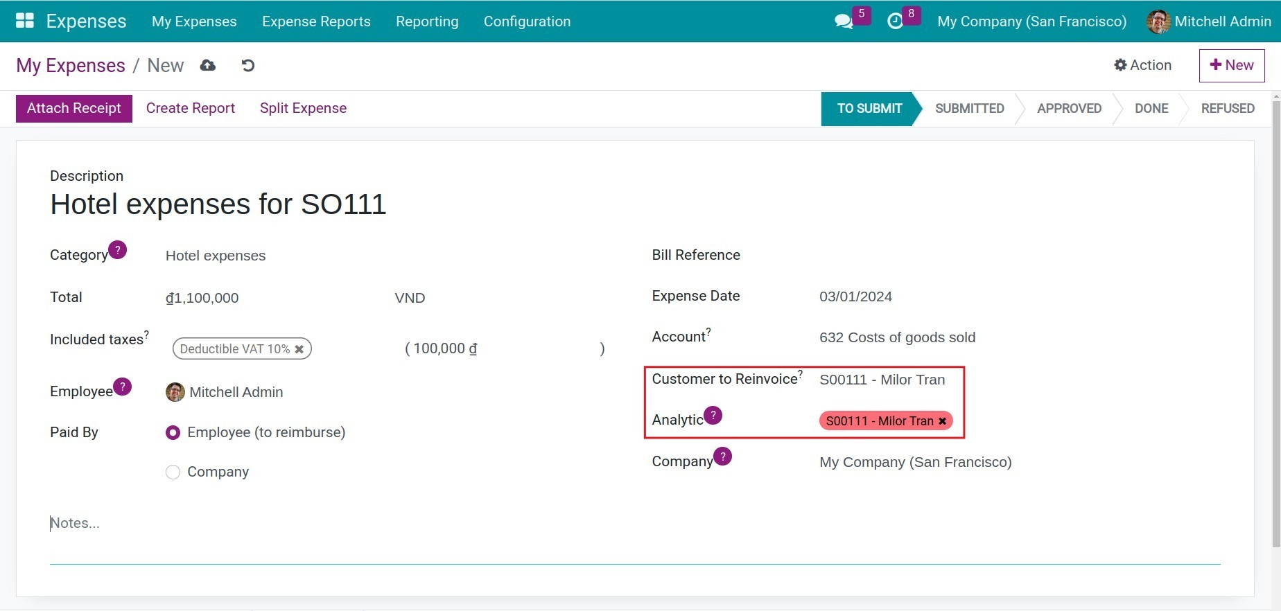 Record the cost on the expense