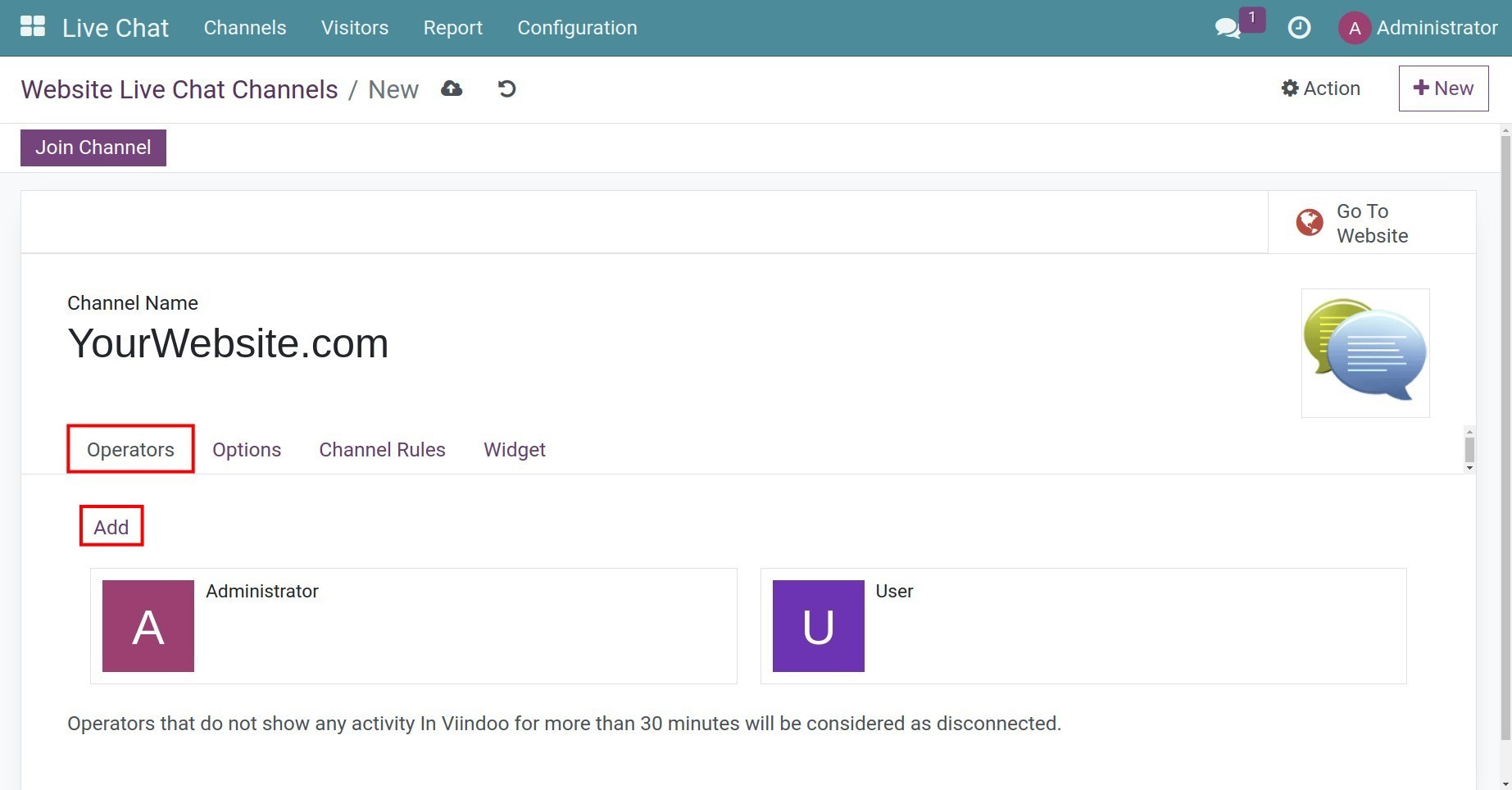 Establish information for the operators