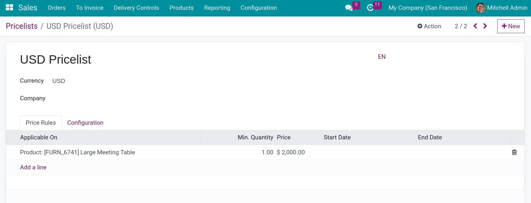 Create a pricelist for foreign currencies