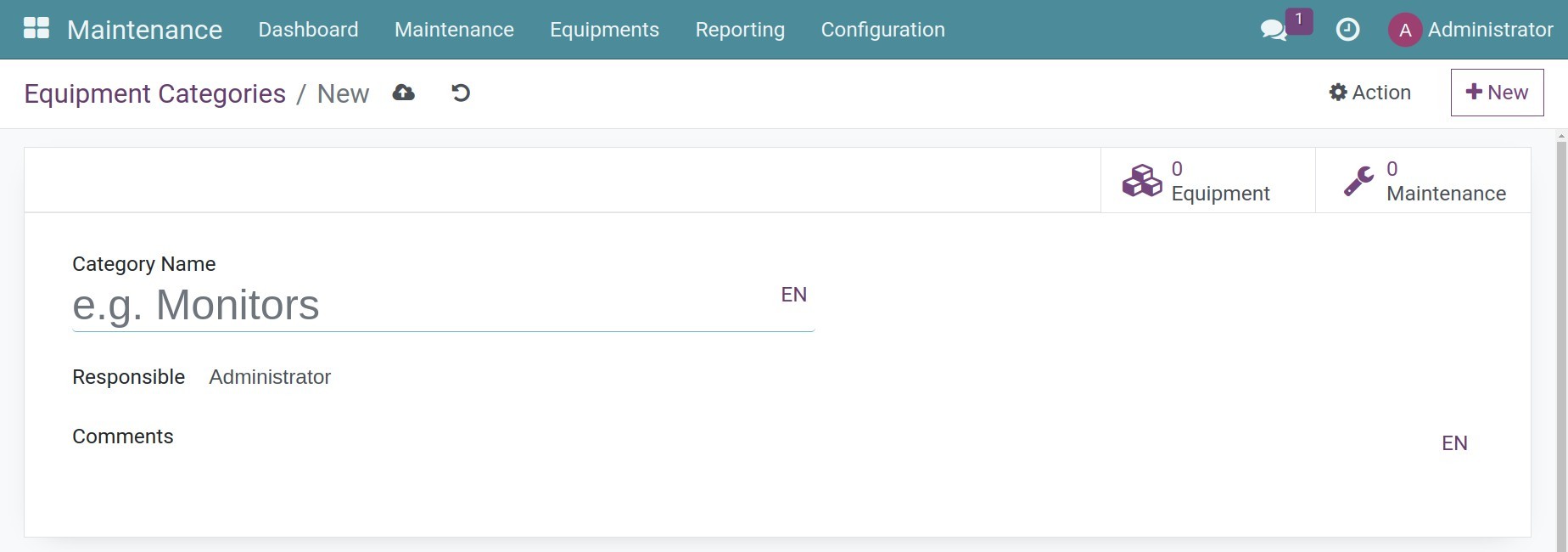 Setting the Equipment Categories