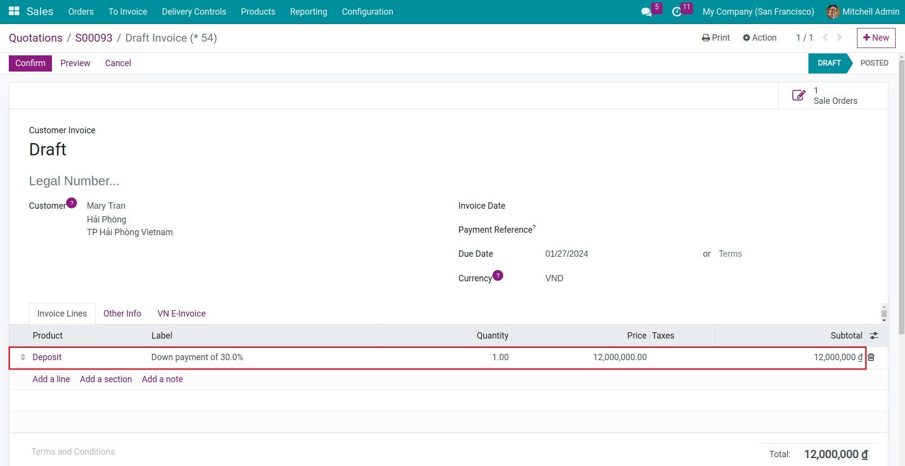 Down payment product - Viindoo