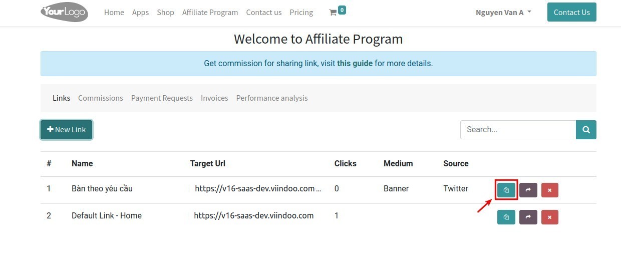 Copy affiliate link