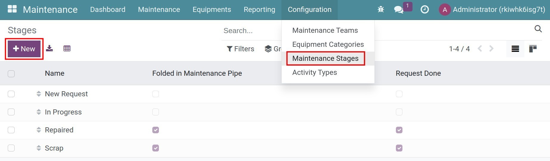 Create the Maintenance Stages