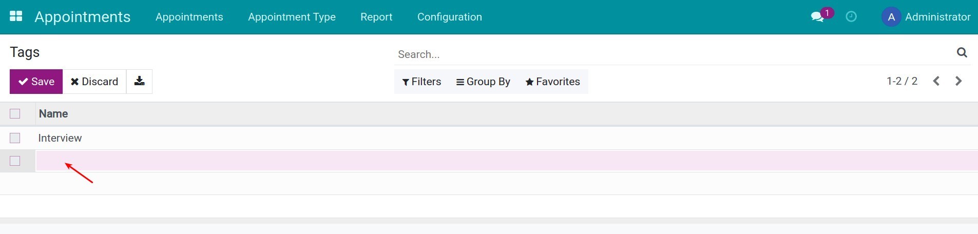 Create tags for appointments.