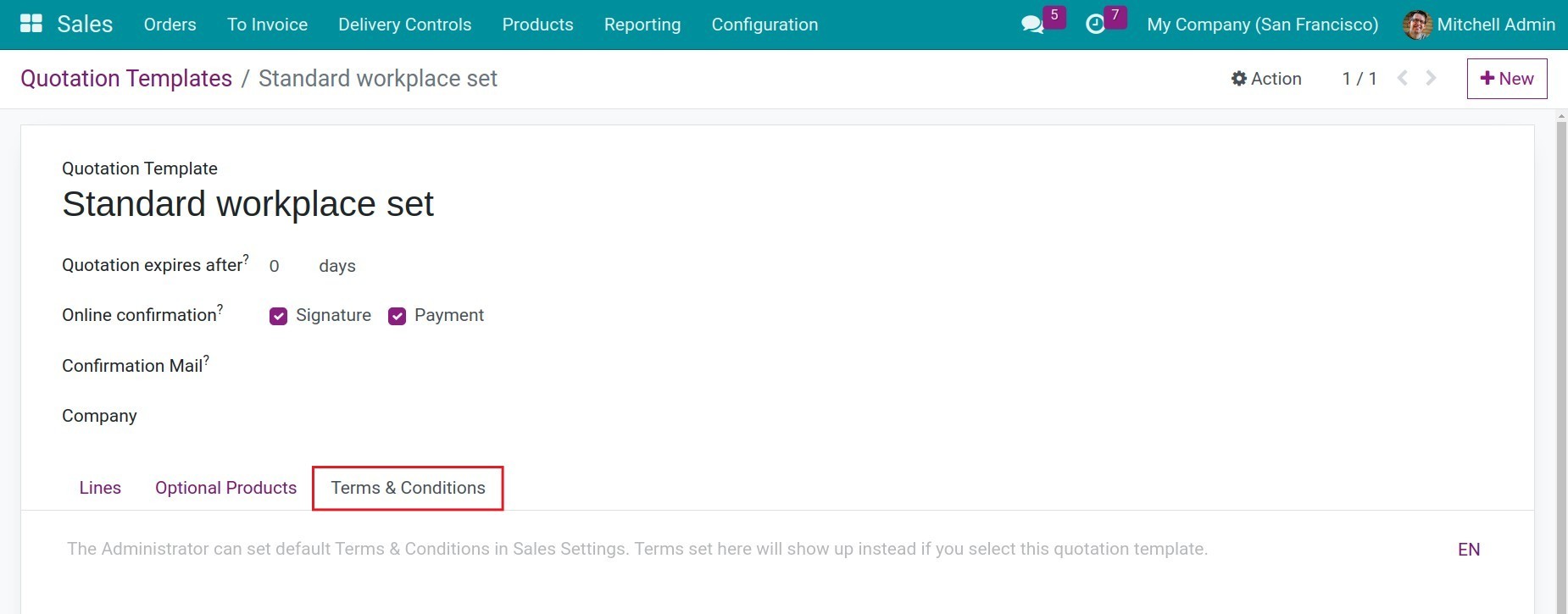 Confirmation in the quotation template - Viindoo