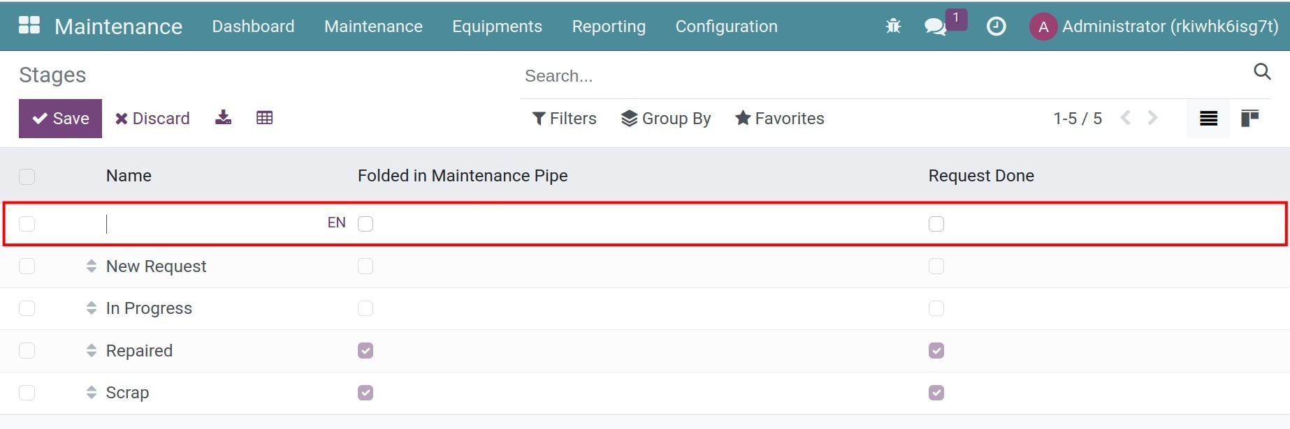 Setting the Maintenance Stages