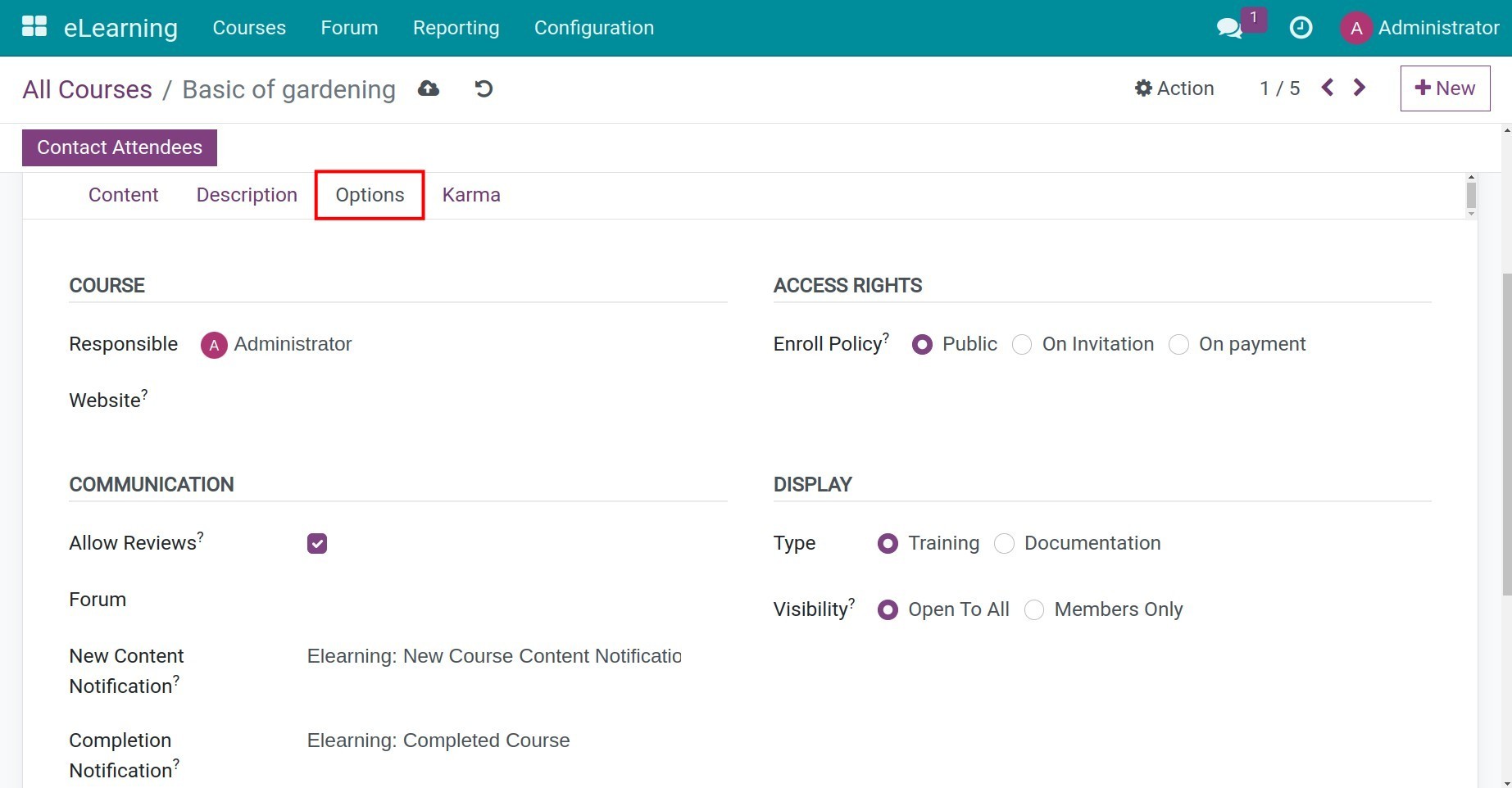 eLearning course options