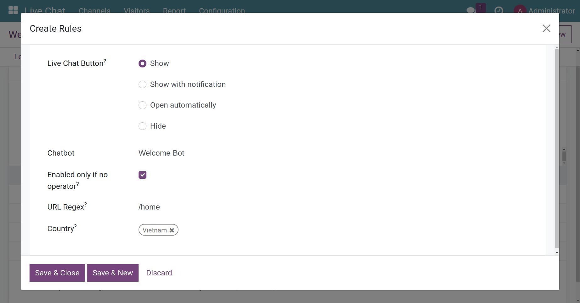 Create channel rules