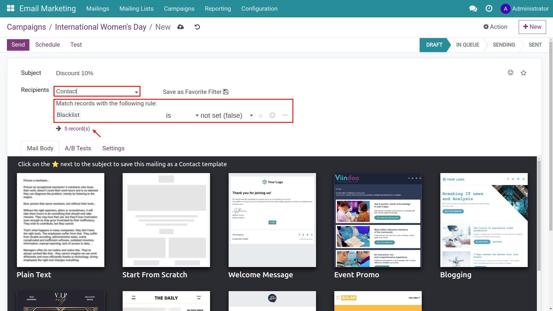 Match condition for contact type.