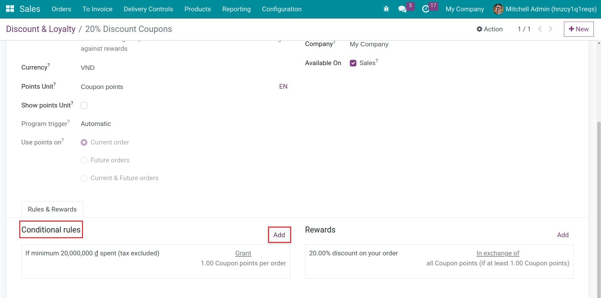 Add Promotion Program conditions