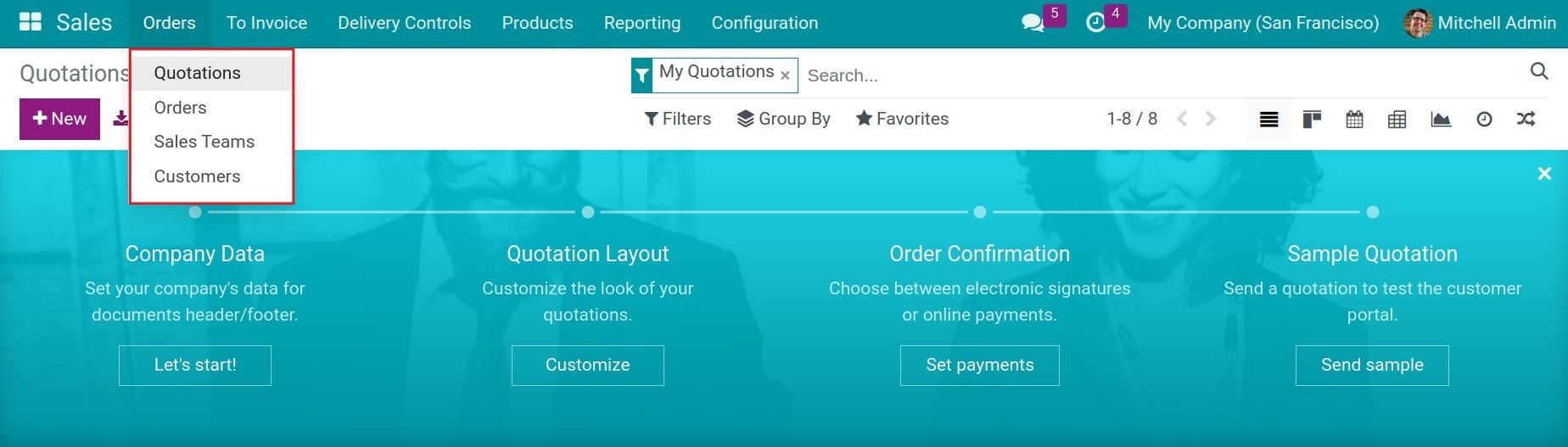Orders in Sales app - Viindoo