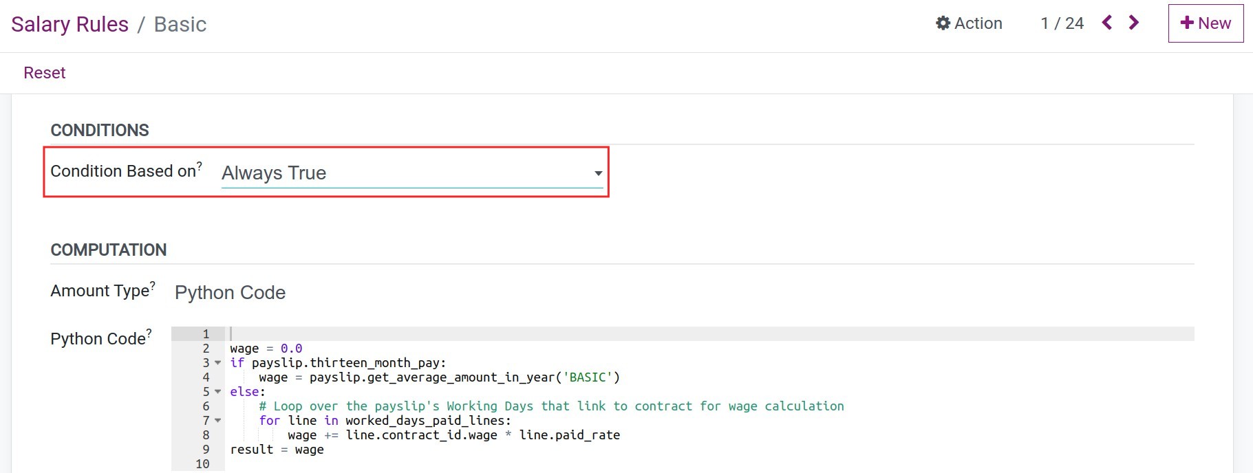 Always True condition Salary Rule Payroll Viindoo