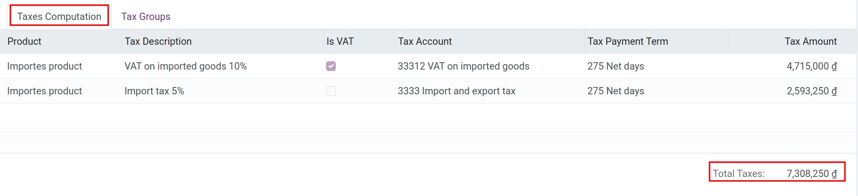 Calculate taxable value on the custom declaration form - Viindoo foreign trade app