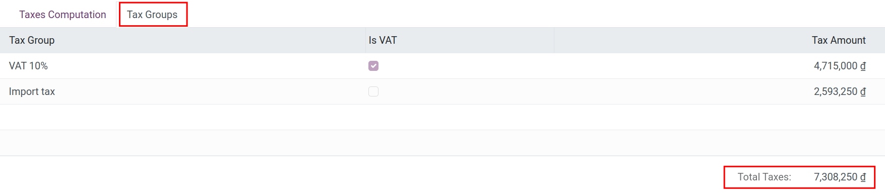 Tax groups - Viindoo foreign trade management