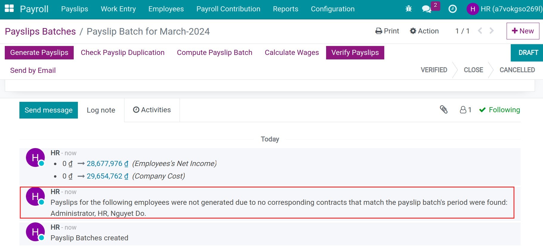 Send payroll to the bank - Payroll management software Viindoo