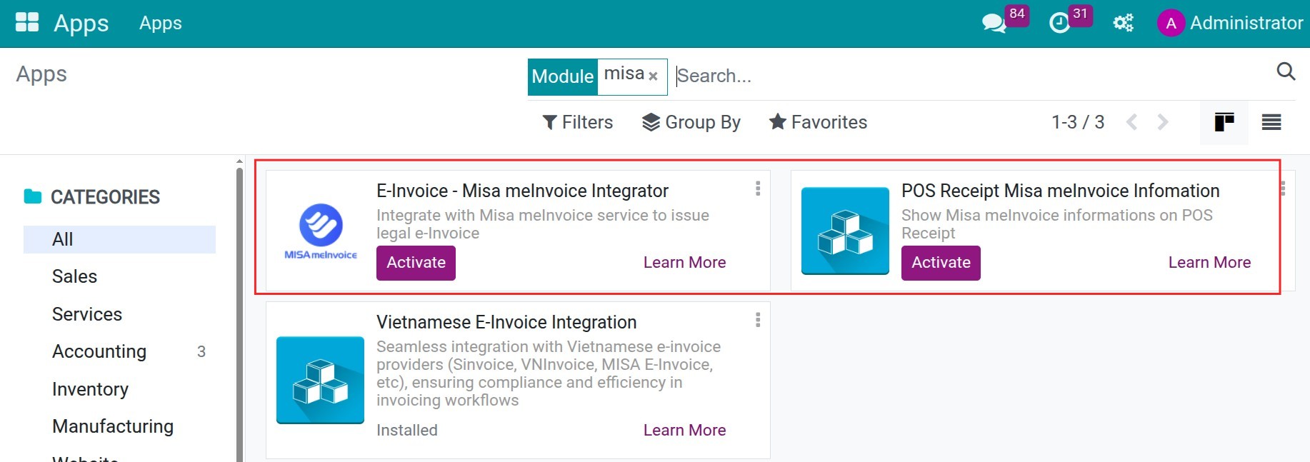 MeInvoice module