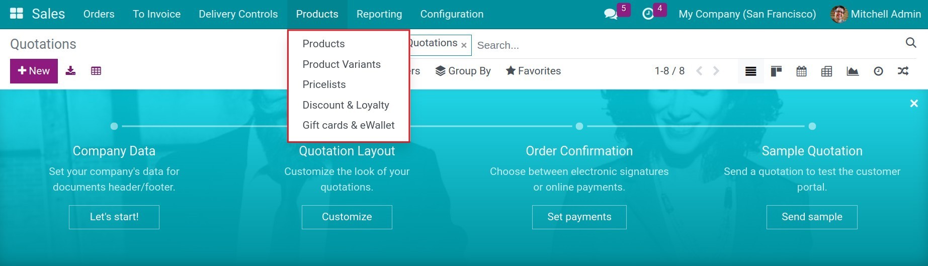 Products in Sales app - Viindoo