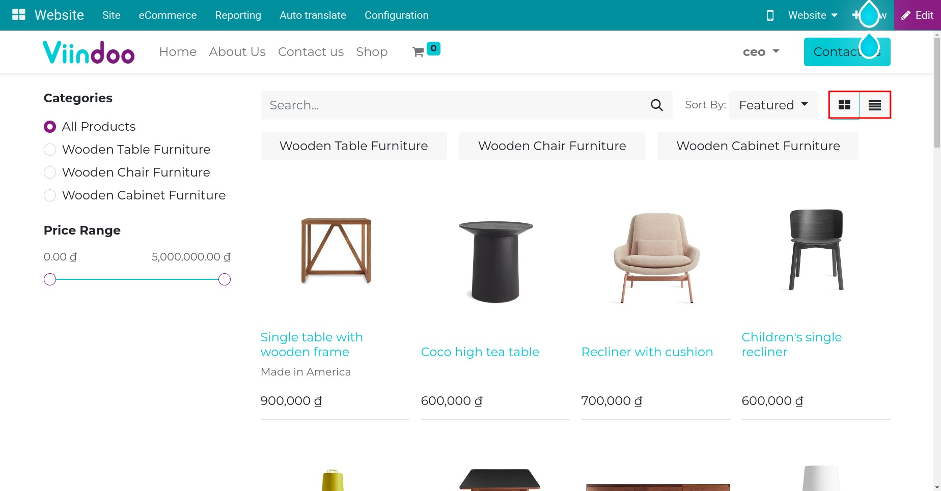 Grid or list buttons