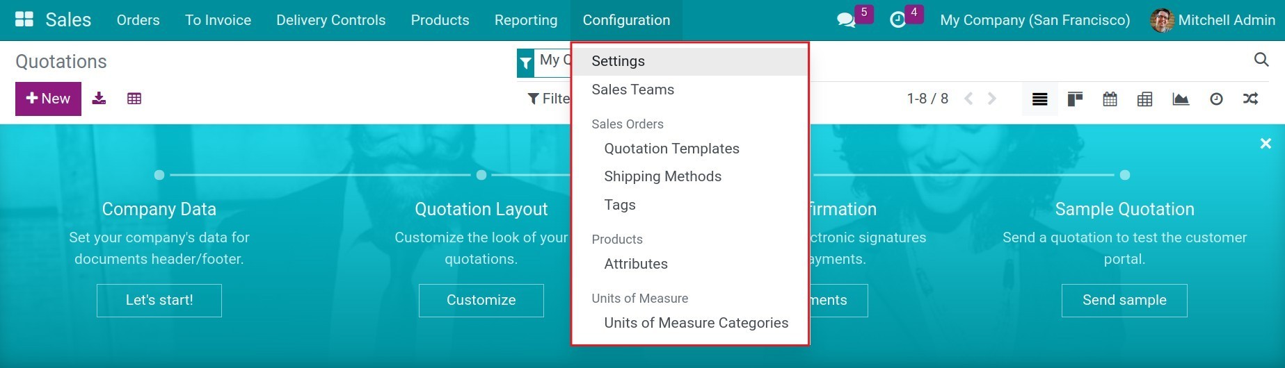 Configuration in Sales app - Viindoo
