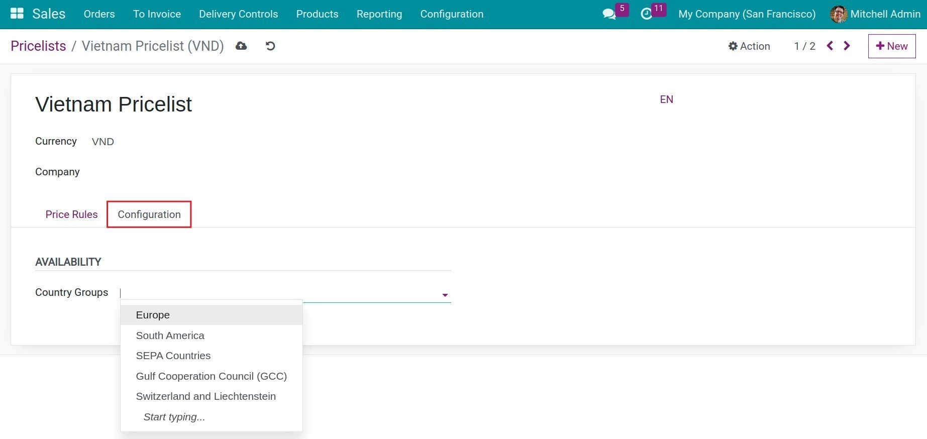 Create pricelist with formula as compute price method