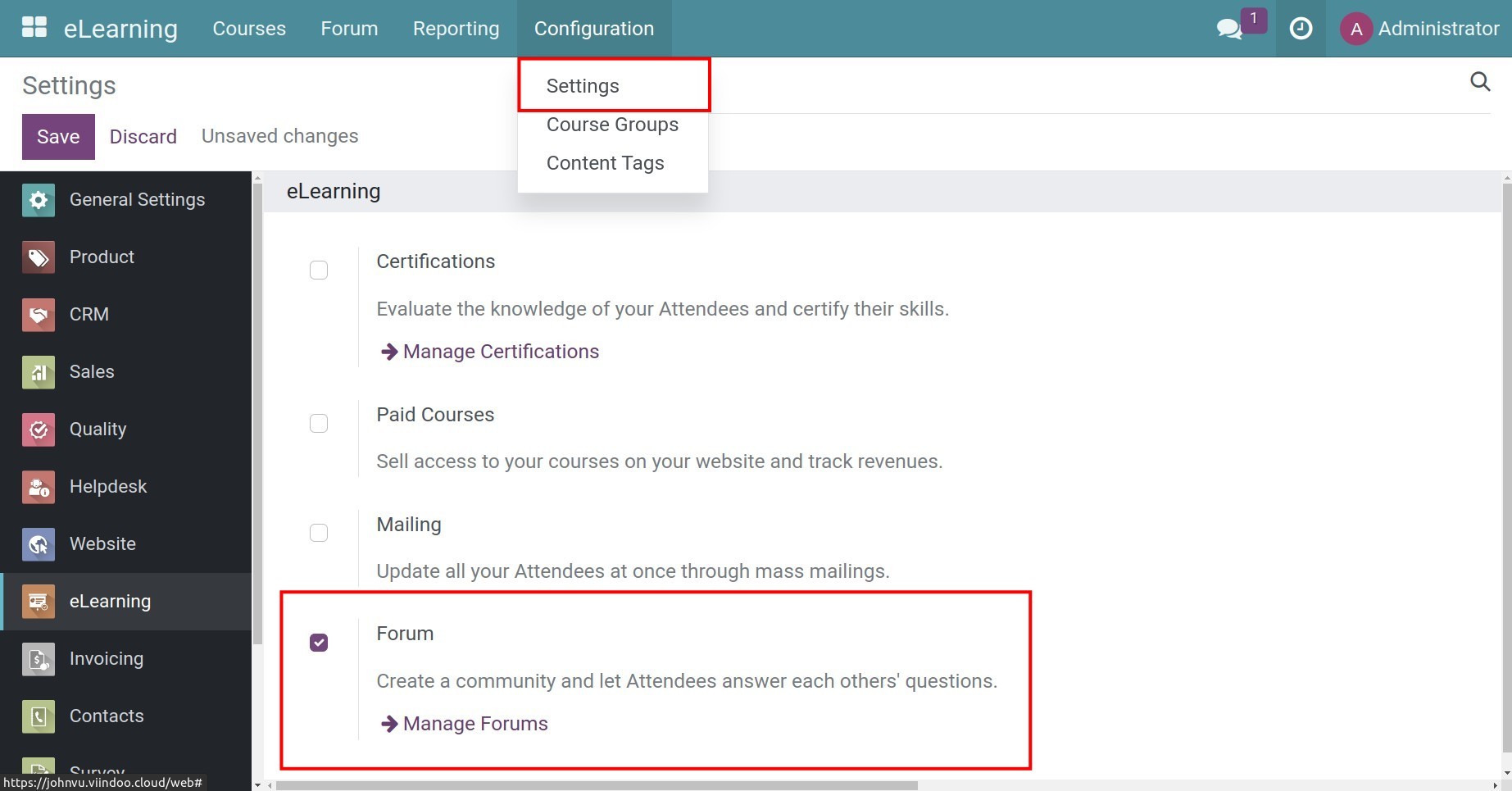 Activate forum feature