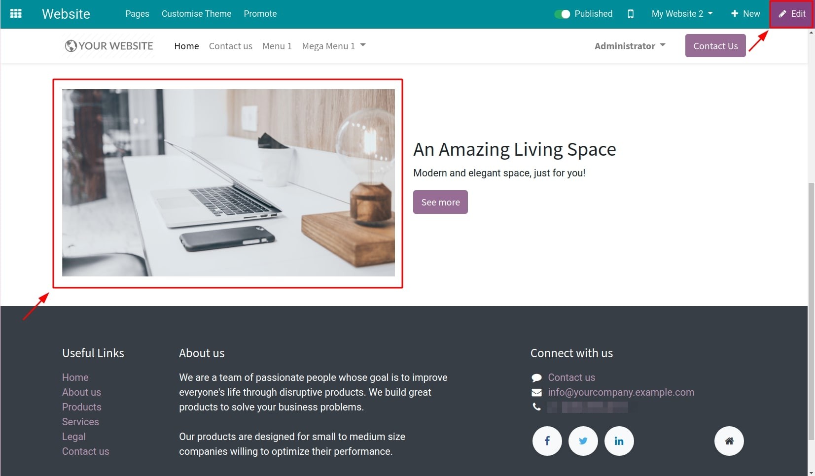 Edit an image in the website