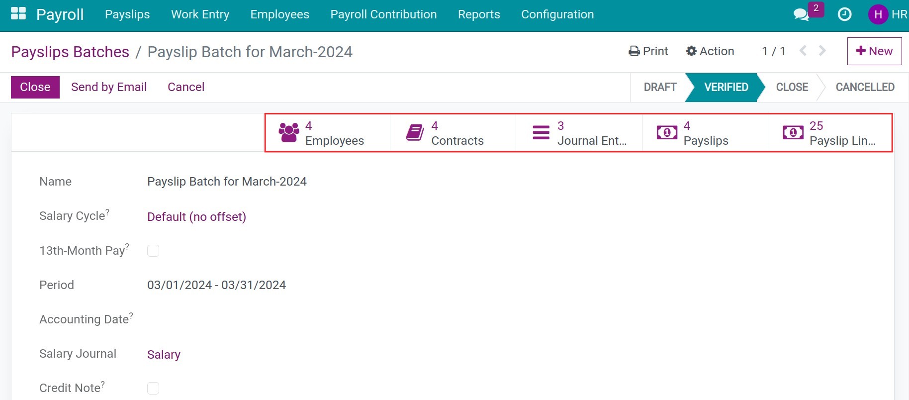 Statistical menus of access views from payroll - Viindoo Payroll Management Software