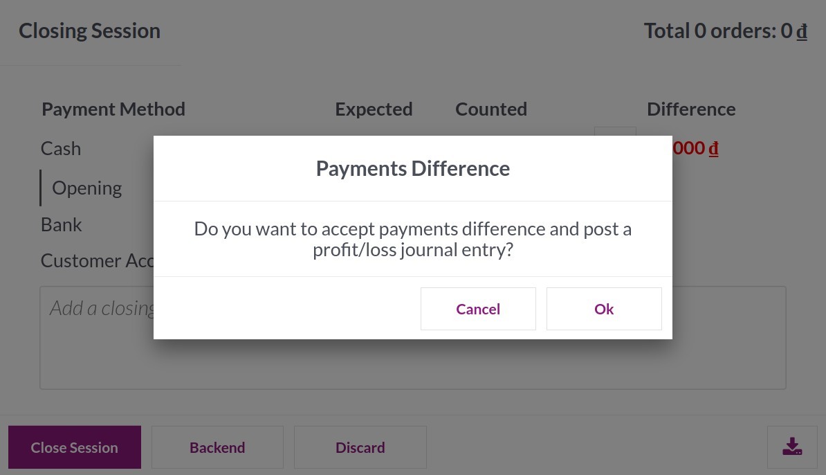 Accept payments difference in Viindoo PoS