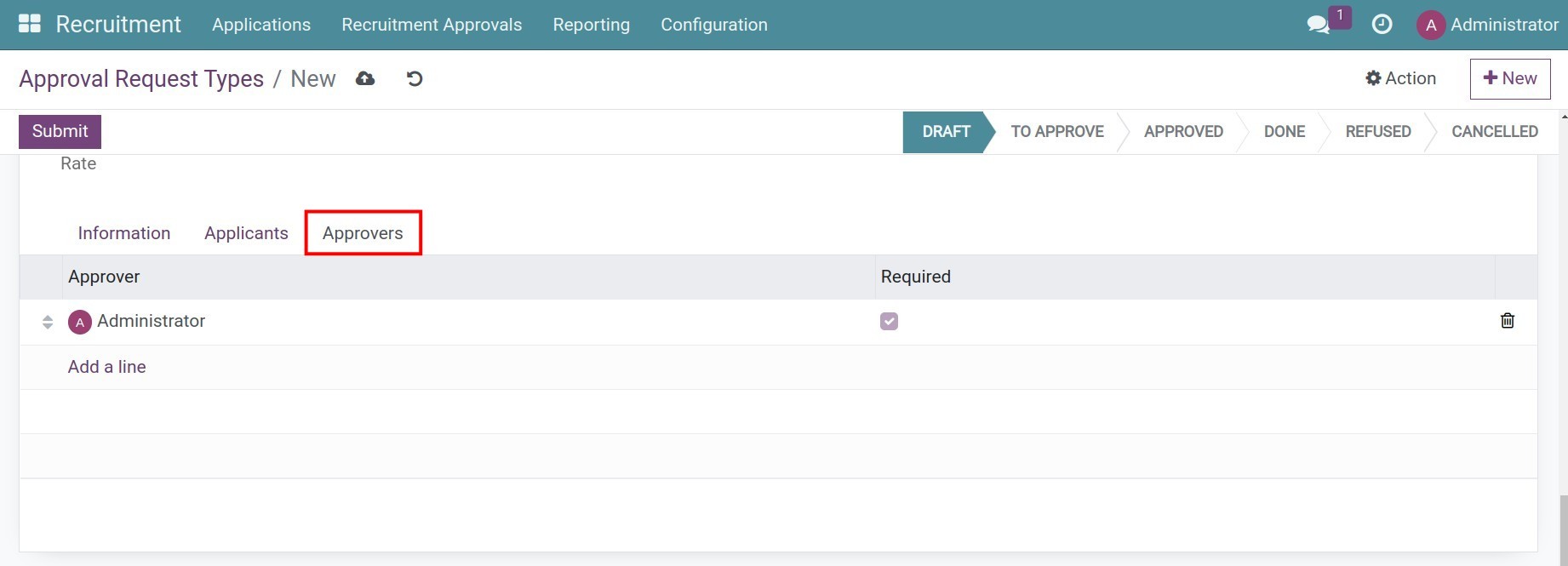 Approvers in a recruitment request